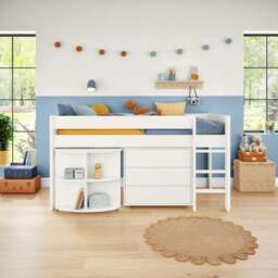 Uno Midsleeper With Pull Out Desk and Chest of Drawers Pine - thumbnail 5