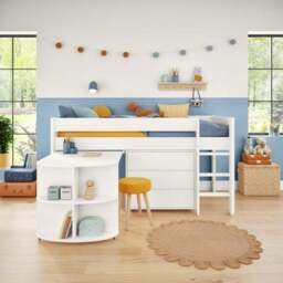 Uno Midsleeper With Pull Out Desk and Chest of Drawers Pine - thumbnail 2