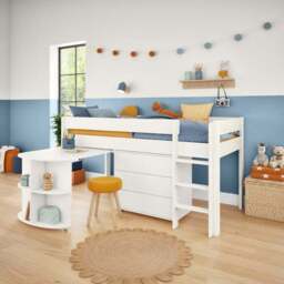 Uno Midsleeper With Pull Out Desk and Chest of Drawers Pine - thumbnail 3