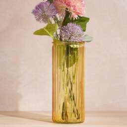 Hestia Cylindrical Ribbed Glass Vase