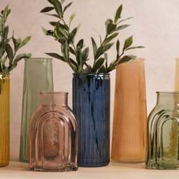 Hestia Cylindrical Ribbed Glass Vase - thumbnail 5