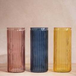 Hestia Cylindrical Ribbed Glass Vase - thumbnail 4