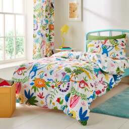 Bright Animals 100% Cotton Reversible Duvet Cover and Pillowcase Set - thumbnail 1