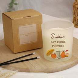 Personalised Pumpkin Frosted Glass Candle - thumbnail 2