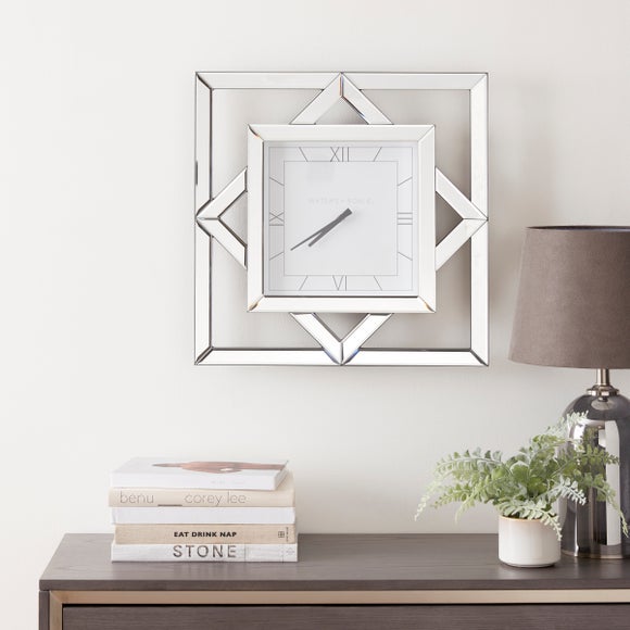 Luxe Geo Square Mirrored Wall Clock - image 1