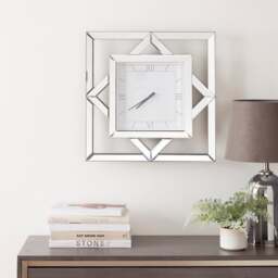 Luxe Geo Square Mirrored Wall Clock - thumbnail 1