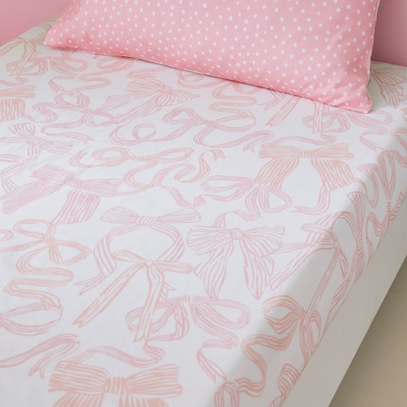 Pack of 2 Pink Bows Polycotton Fitted Sheets - image 1