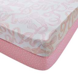 Pack of 2 Pink Bows Polycotton Fitted Sheets - thumbnail 3