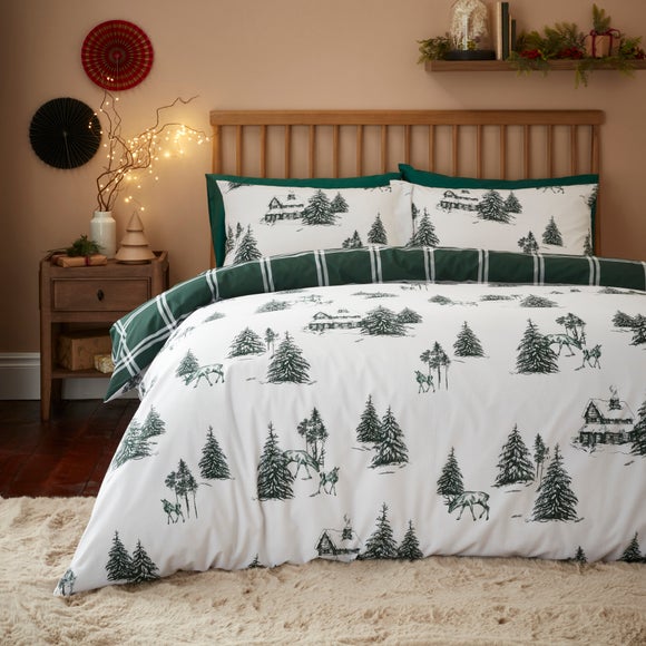 Winter Spruce Duvet Cover and Pillowcase Set by Dunelm