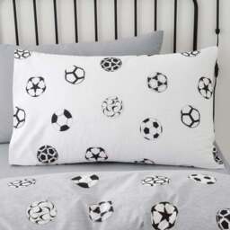 Football Grey and White Reversible Duvet Cover and Pillowcase Set - thumbnail 4