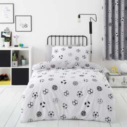 Football Grey and White Reversible Duvet Cover and Pillowcase Set - thumbnail 3