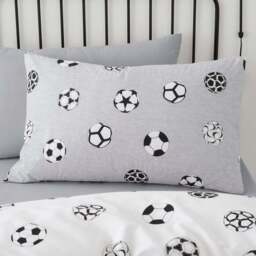 Football Grey and White Reversible Duvet Cover and Pillowcase Set - thumbnail 2