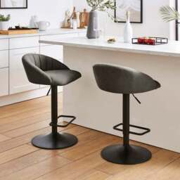 Lowen Adjustable Bar Stool, Faux Leather - thumbnail 2
