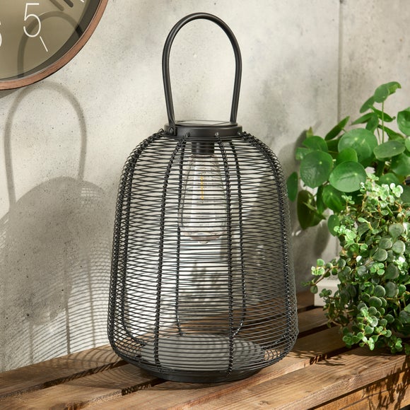 Elements Black Wire Solar Lantern
