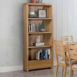 Curve Tall Bookcase, Oak - thumbnail 2