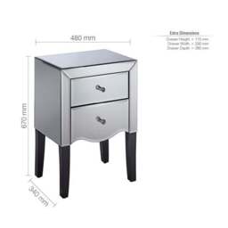 Palermo 2 Drawer Mirrored Bedside Table - thumbnail 3