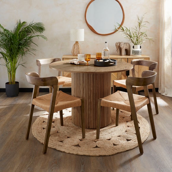 Amari 4 Seater Round Dining Table with Melia Dark Stained Dining Chairs - image 1