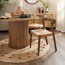 Amari 4 Seater Round Dining Table with Melia Dark Stained Dining Chairs - thumbnail 2