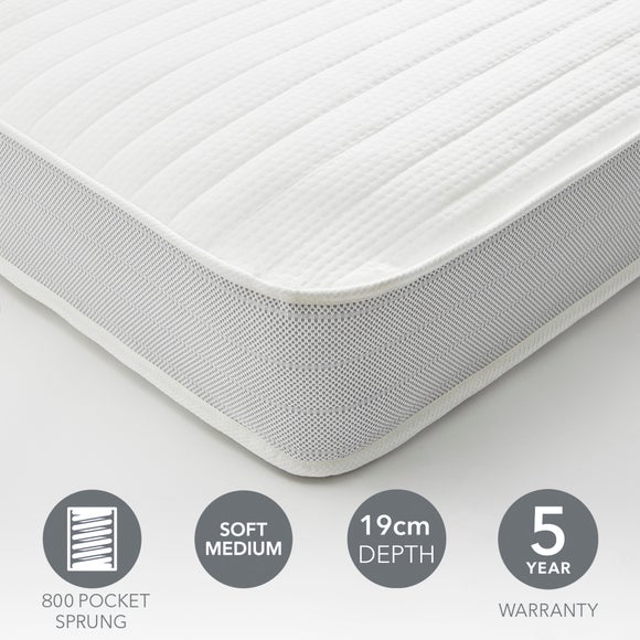 Dunelm Rolled 800 Pocket Sprung Mattress, 19cm - image 1