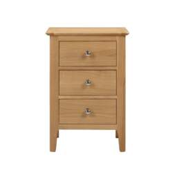 Cotswold 3 Drawer Bedside Table, Oak - thumbnail 1