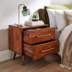 Maxton 2 Drawer Bedside Table, Mango Wood - thumbnail 2