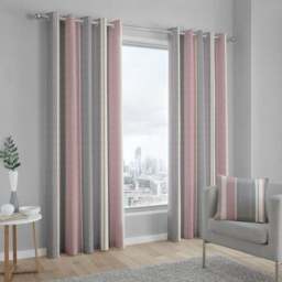Fusion Whitworth Striped Eyelet Curtains - thumbnail 2