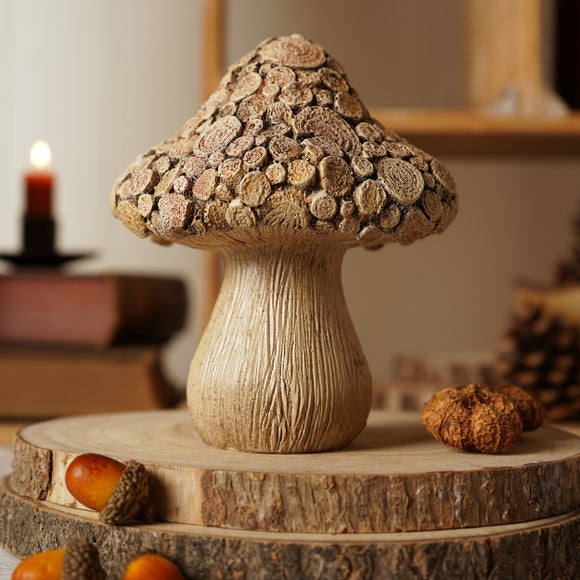 Country Living Wood Effect Mushroom Ornament - image 1