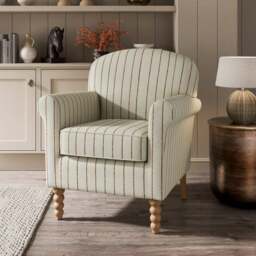 Enya Running Stitch Stripe Scroll Armchair - thumbnail 1