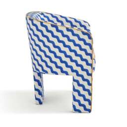 Sophie Robinson Dining Chair, Colbalt Blue Wiggle Fabric - thumbnail 6