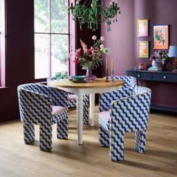 Sophie Robinson Dining Chair, Colbalt Blue Wiggle Fabric - thumbnail 2