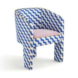 Sophie Robinson Dining Chair, Colbalt Blue Wiggle Fabric - thumbnail 5