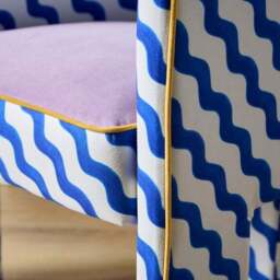Sophie Robinson Dining Chair, Colbalt Blue Wiggle Fabric - thumbnail 4