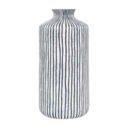 Bude Blue & White Stripe Stoneware Vase - thumbnail 2