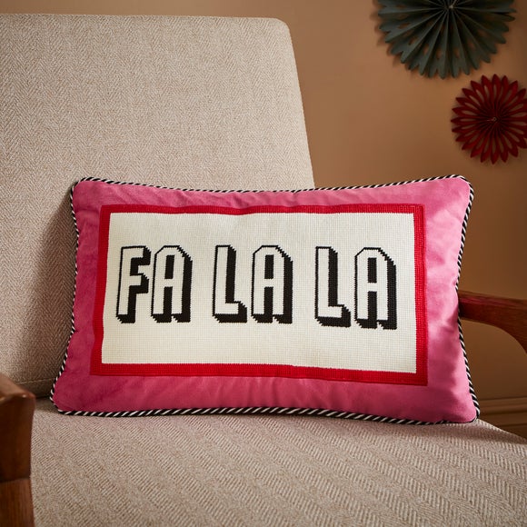 Falala Cross Stitch Rectangular Cushion by Dunelm