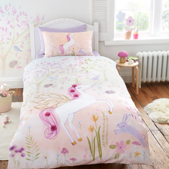 Embroidered Unicorn Duvet Cover Pillowcase Set by Dunelm