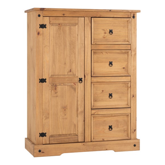 Corona Single 4 Drawer Wardrobe, Pine - image 1