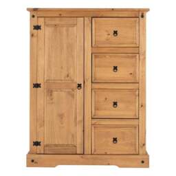 Corona Single 4 Drawer Wardrobe, Pine - thumbnail 2
