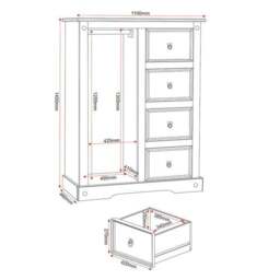 Corona Single 4 Drawer Wardrobe, Pine - thumbnail 6