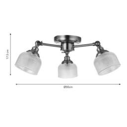 Amesbury Industrial 3 Light Semi Flush Ceiling Light - thumbnail 6