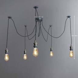 Logan 5 Light Spider Antique Brass Industrial Cluster Flex Ceiling Light - thumbnail 5