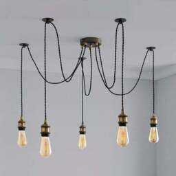 Logan 5 Light Spider Antique Brass Industrial Cluster Flex Ceiling Light - thumbnail 2