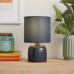 Hebe Ribbed Ceramic Table Lamp - thumbnail 1