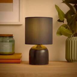 Hebe Ribbed Ceramic Table Lamp - thumbnail 2
