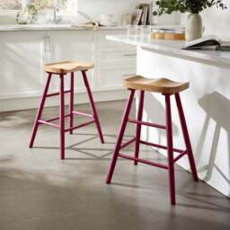 Loxwood Counter Height Painted Leg Bar Stool, Solid Oak - thumbnail 2