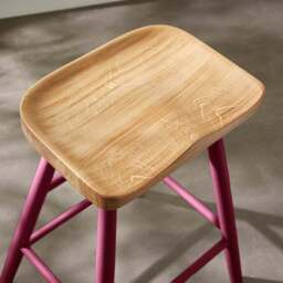Loxwood Counter Height Painted Leg Bar Stool, Solid Oak - thumbnail 3