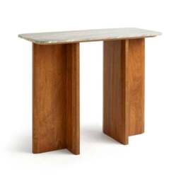 Arya Console Table, Mango Wood & Real Marble - thumbnail 5