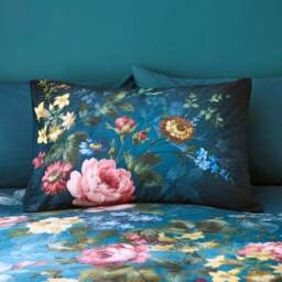 Arabella Blue Floral Luxury Velvet Duvet Cover & Pillowcase Set - thumbnail 3