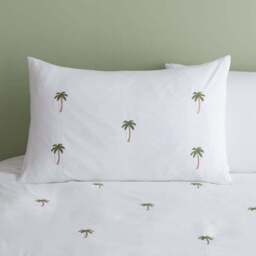 Palm Tree Embroidery Duvet Cover and Pillowcase Set - thumbnail 2