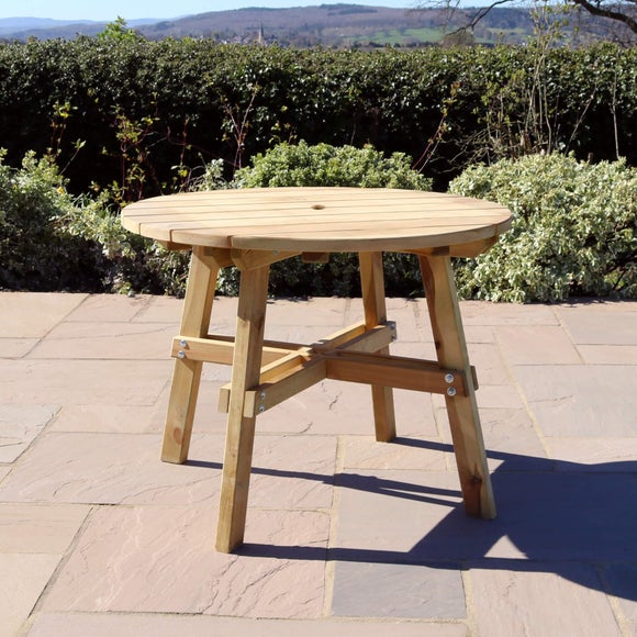 Freya Round Wooden Garden Dining Table - image 1