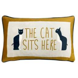 Kitta Sits Here Ochre Cushion - thumbnail 1